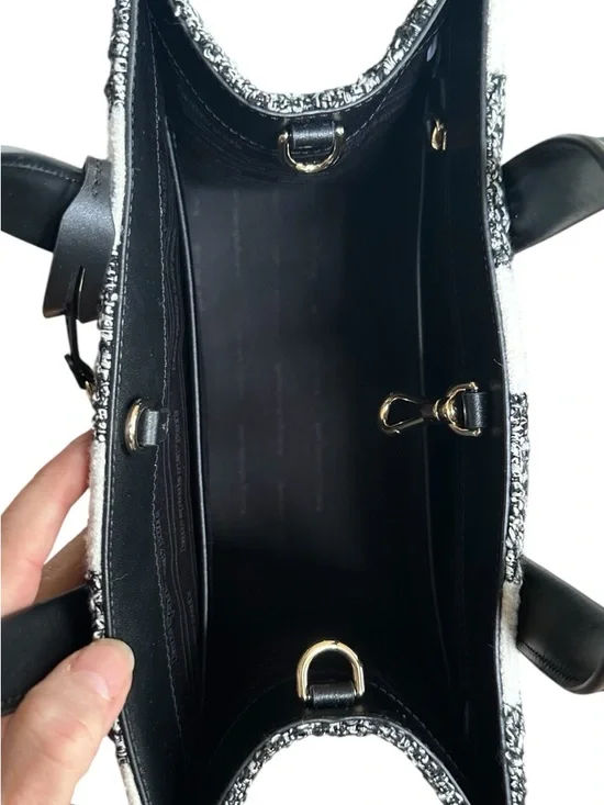 Kate Spade Polka Dot Tweed Satchel Crossbody NWT Black White 2 Way Bag - Picture 13 of 17